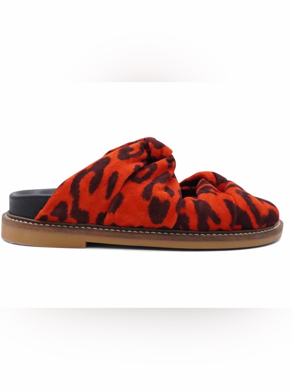 Ganni - anoush knotted leopard print suede slides